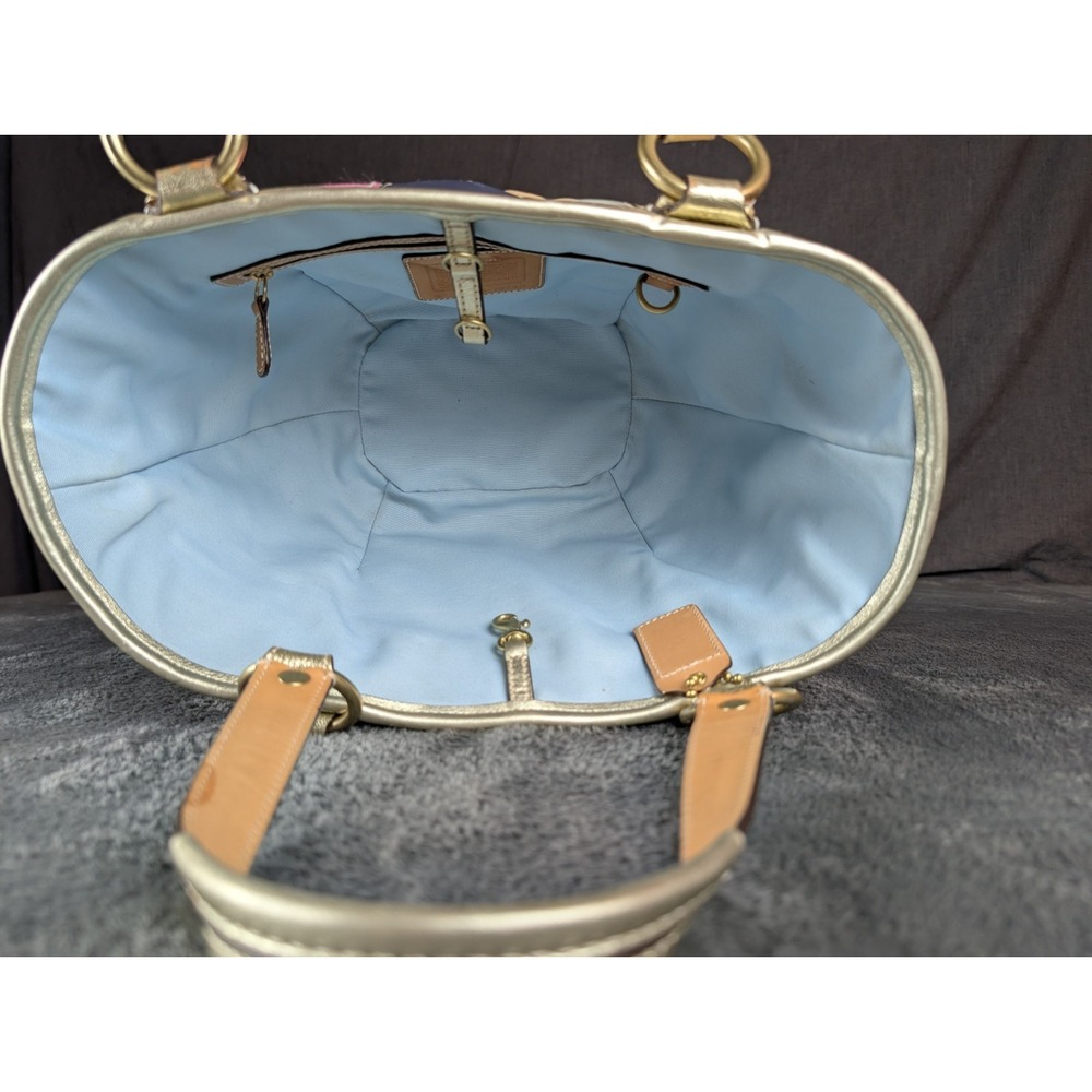 ✨ RARE Y2K Limited Edition Coach Legacy Straw Basket Bag Patchwork Beach Summer - Picture 10 of 16
